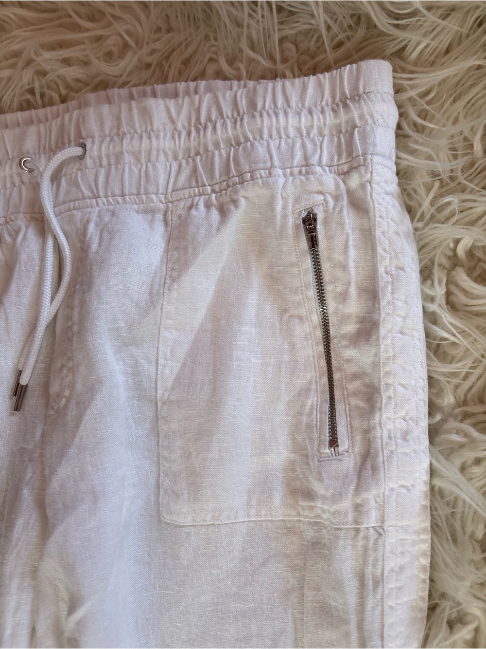 Athleta White Cabo Linen Joggers Drawstring Size 14 - Picture 3 of 7